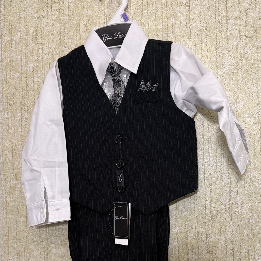 Kids Black and White Formal Vest Set